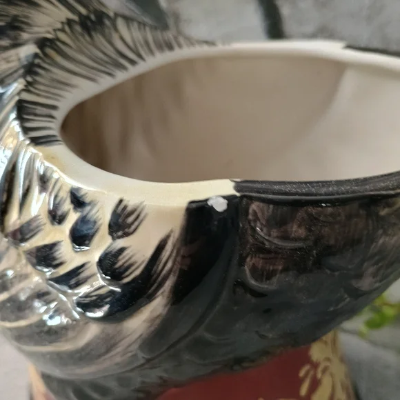 Large Red And Black Rooster Canister Or Cookie Jar, Cottage Cabin Core - Picture 12 of 16